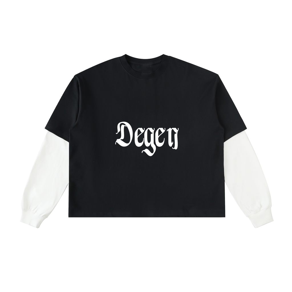 Degen Layered Contrast Sleeve Cotton T-Shirt