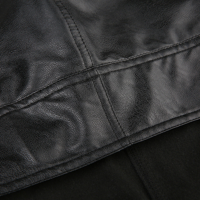 Close-up of black leather texture