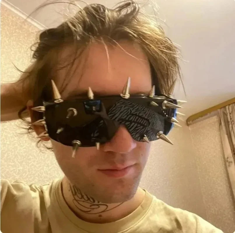 Cyberpunk Demon Rivet Spike Goggles | Punk Rock Sunglasses