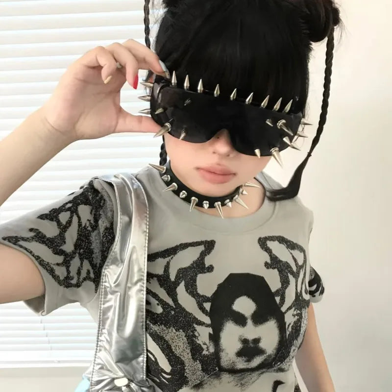 Cyberpunk Demon Rivet Spike Goggles | Punk Rock Sunglasses
