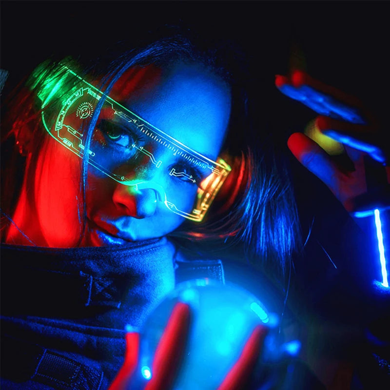 Cyberpunk LED Light-Up Glasses | Glow Rave & Party Eyewear
