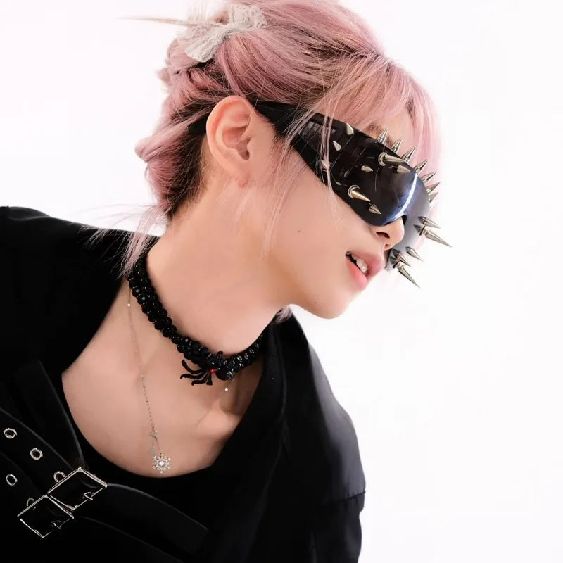 Cyberpunk Demon Rivet Spike Goggles | Punk Rock Sunglasses