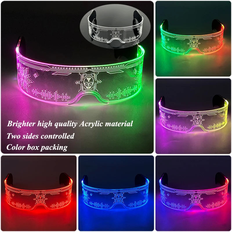 Cyberpunk LED Light-Up Glasses | Glow Rave & Party Eyewear