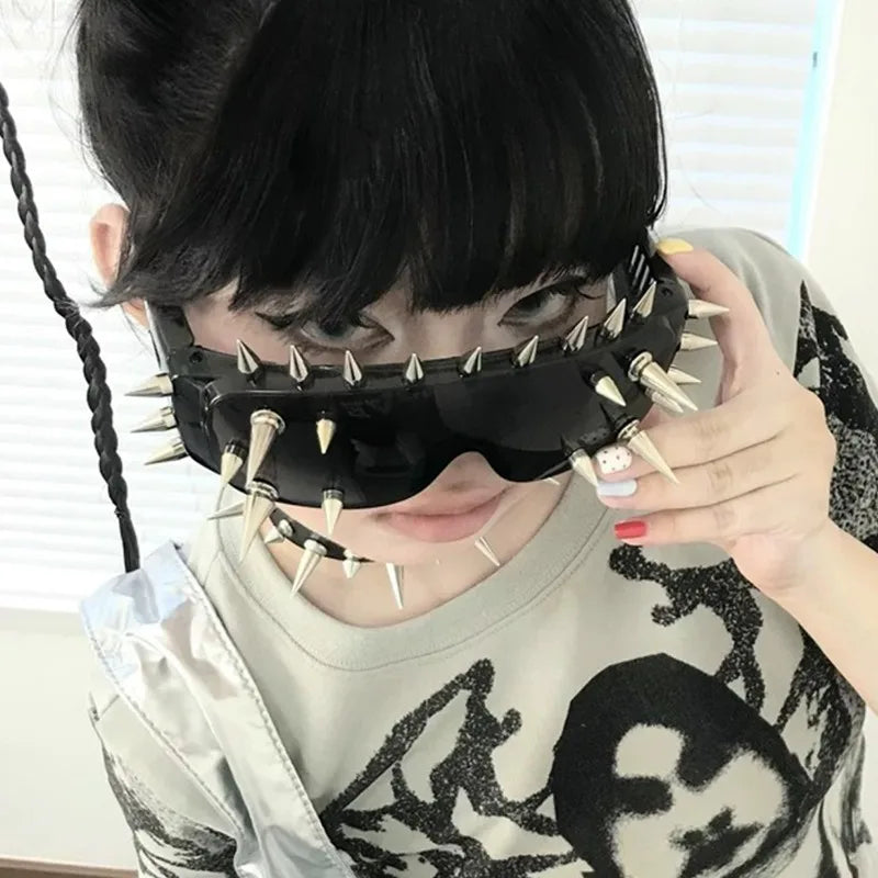Cyberpunk Demon Rivet Spike Goggles | Punk Rock Sunglasses