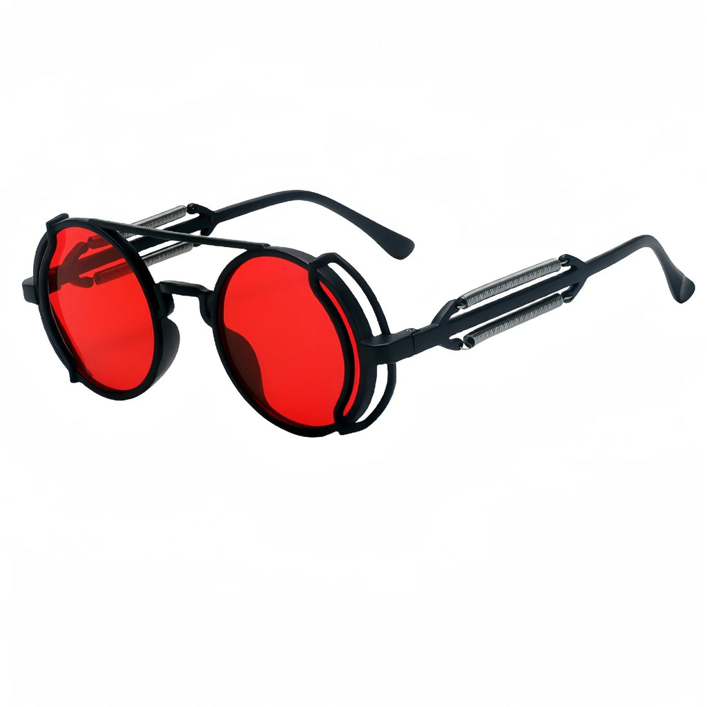 Cyberpunk Round Frame Sunglasses | Steampunk Mirror Lens