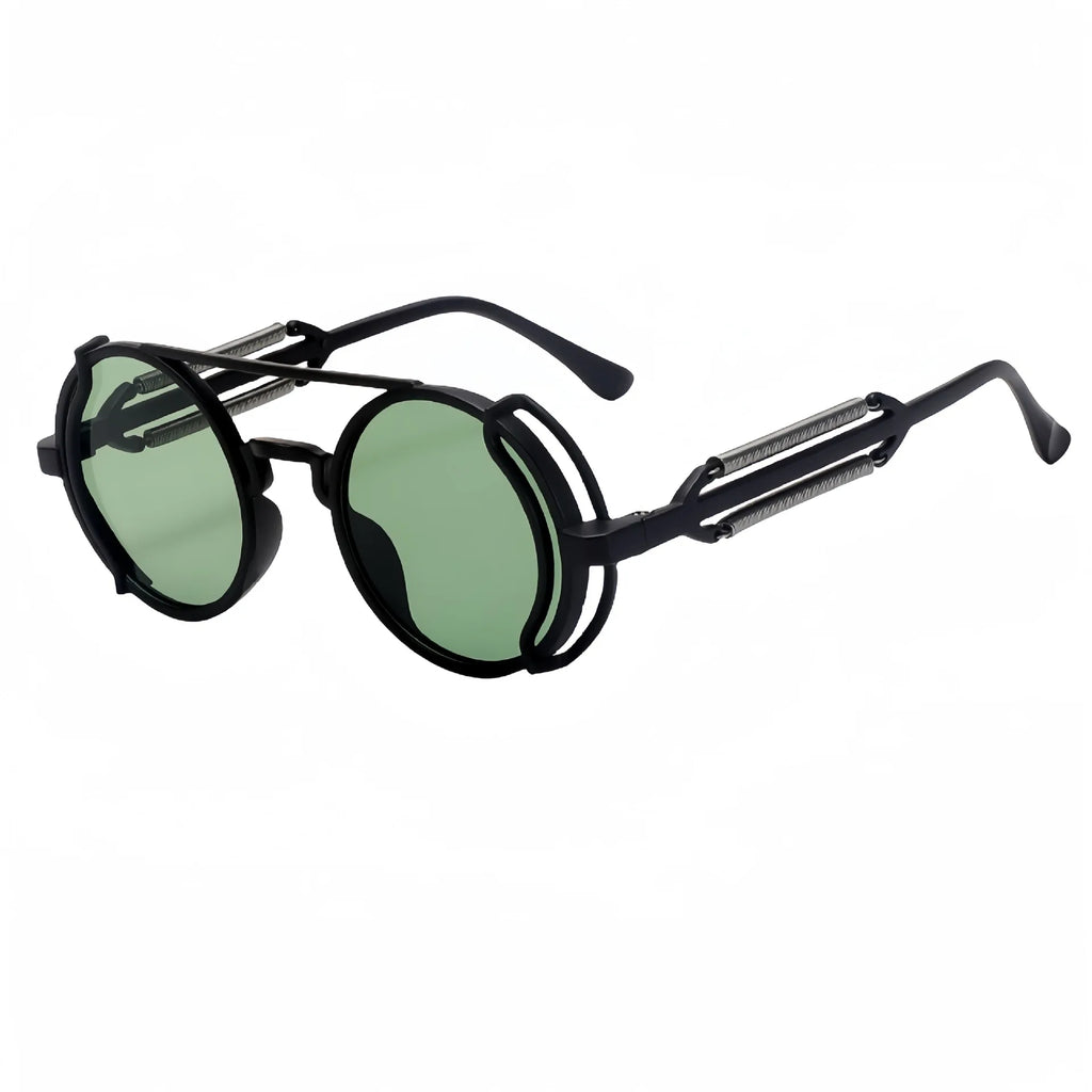 Cyberpunk Round Frame Sunglasses | Steampunk Mirror Lens